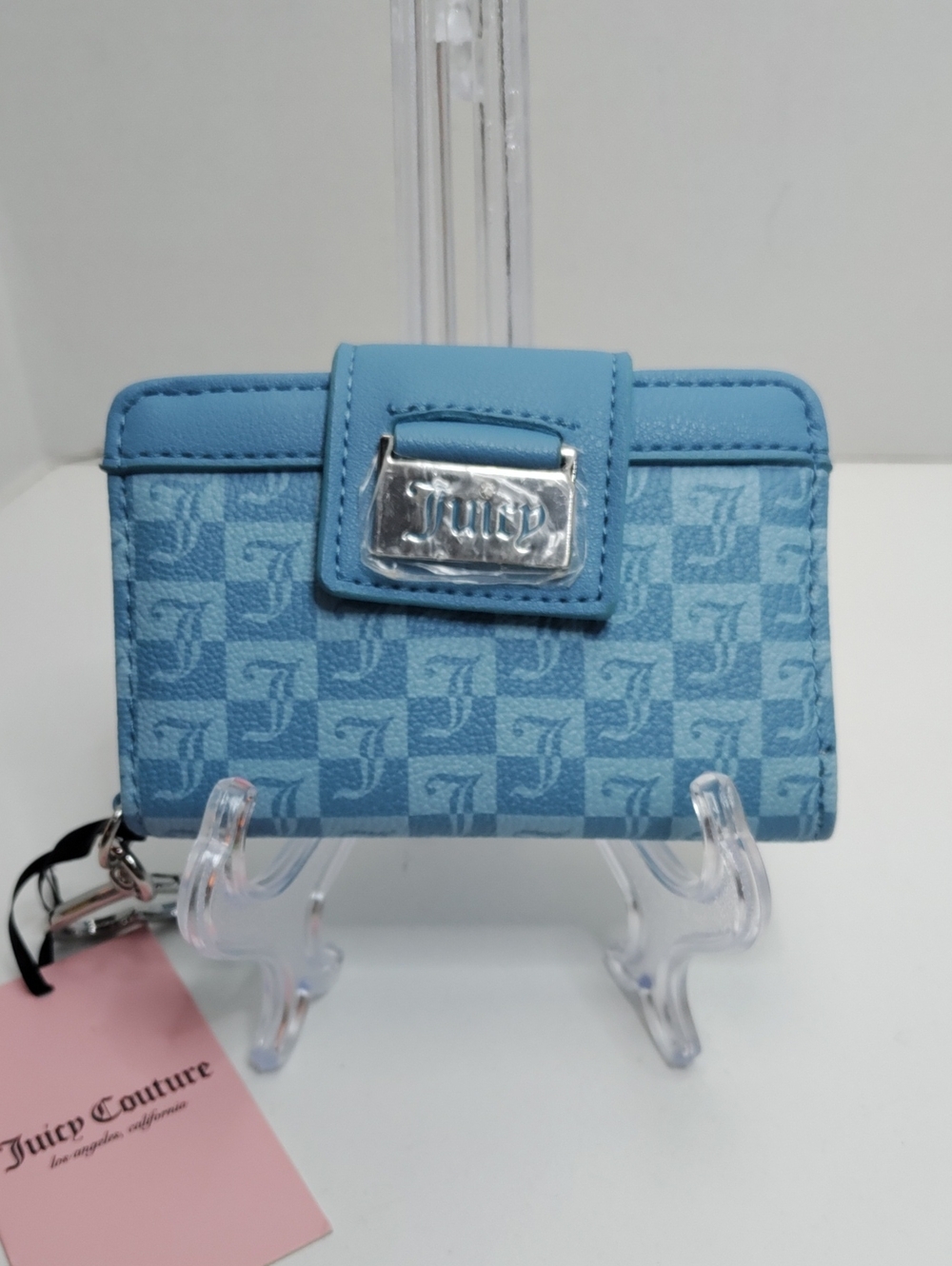 Juicy Couture Light Blue Monogram Wallet - Compact Card Holder